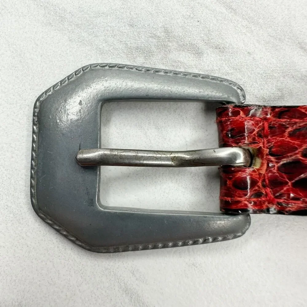 Vintage Damask Accessories NY Red Snake Skin Jeweled Belt Size S